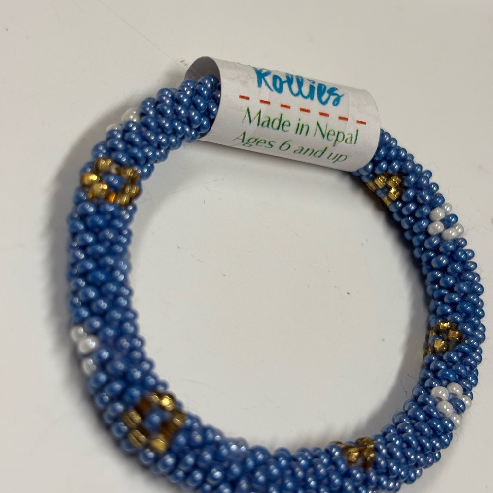 Flower Power Kid's Rollies Glass Beaded Bracelet Purple NWT - Picture 6 of 7